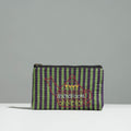 Multicolor Gamcha Fabric Hand Embroidered Jewelry Pouch 