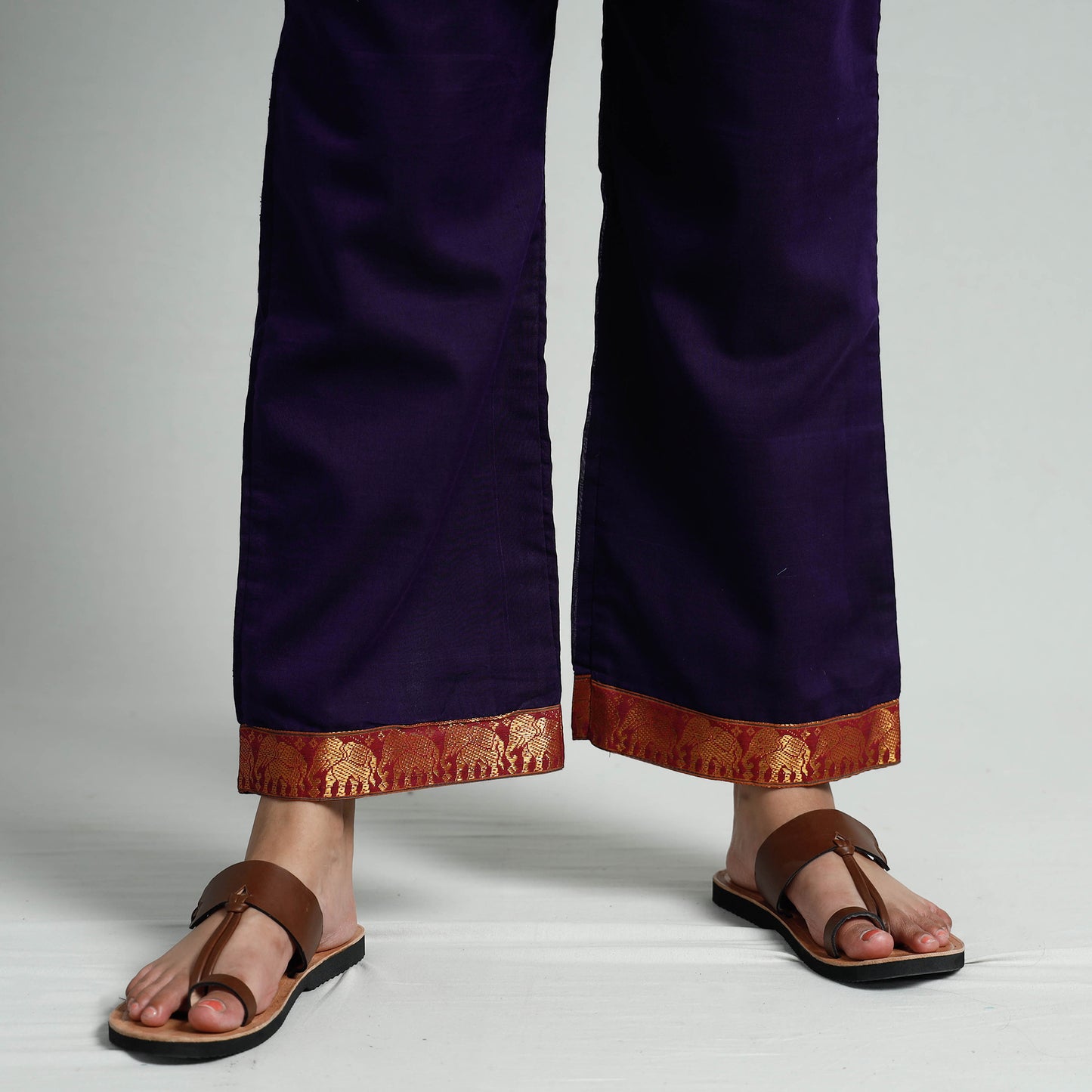 Purple - Voilet Dharwad Cotton Kurta with Palazzo & Dupatta Set