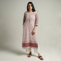 White - Bagh Block Printed Cotton Long Kurta