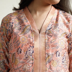  Sanganeri Block Printed Maheshwari Silk Kurta with Palazzo & Dupatta Set Online at iTokri.com