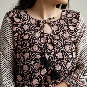 Buy Block Print Cotton Straight Bagh Kurta For Women
