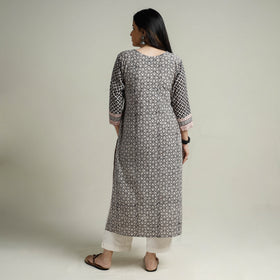 Buy Block Print Cotton Straight Bagh Kurta For Women