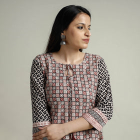 Buy Block Print Cotton Straight Bagh Kurta For Women