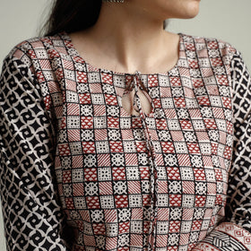 Buy Block Print Cotton Straight Bagh Kurta For Women