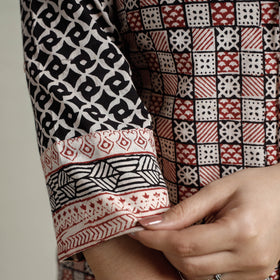 Buy Block Print Cotton Straight Bagh Kurta For Women