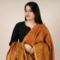 Orange - Leheriya Tie-Dye Mothra Chanderi Silk Dupatta with Tassels