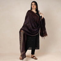 Brown - Leheriya Tie-Dye Mothra Chanderi Silk Dupatta with Tassels