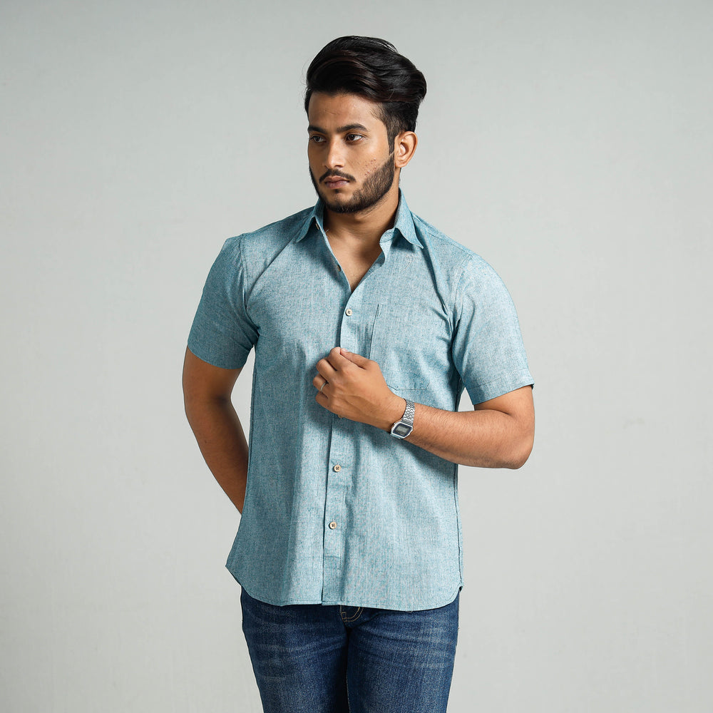 Plain Handloom Cotton Men Half Sleeve Shirt
