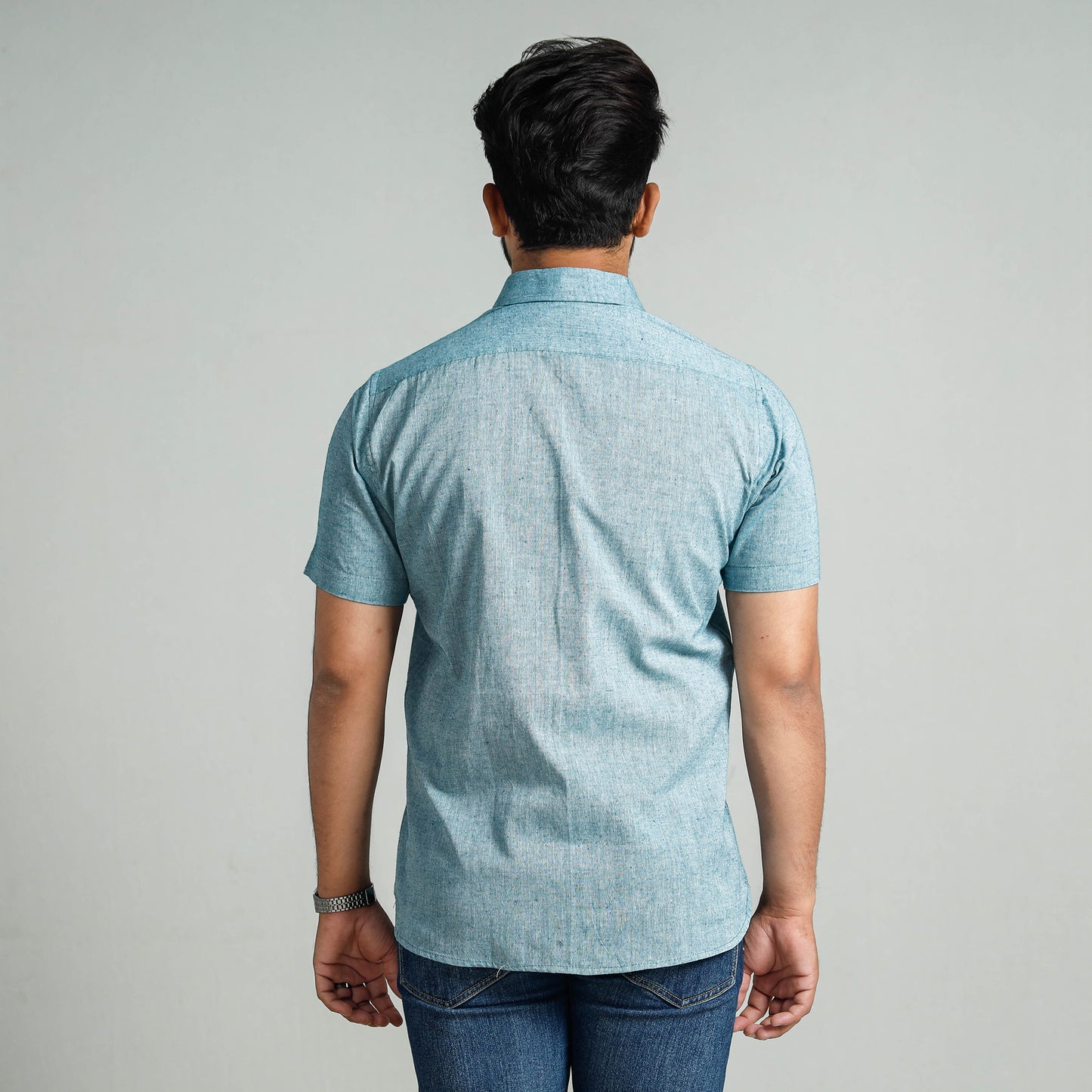 Plain Handloom Cotton Men Half Sleeve Shirt
