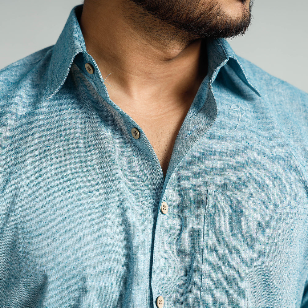 Plain Handloom Cotton Men Half Sleeve Shirt
