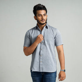 Buy Plain Handloom Cotton Men Half Sleeve Shirt Online at iTokri.com