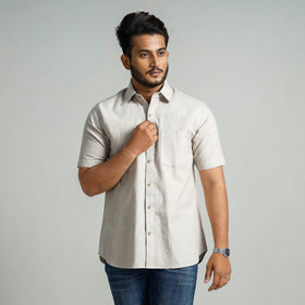 Buy Plain Handloom Cotton Men Half Sleeve Shirt Online at iTokri.com