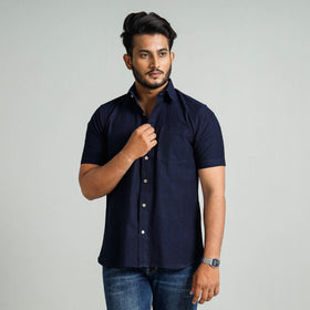  Plain Handloom Cotton Men Half Sleeve Shirt