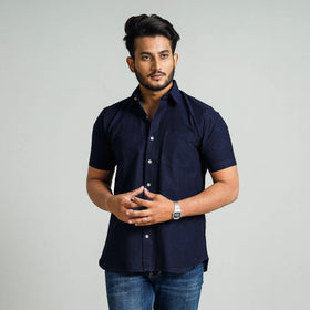  Plain Handloom Cotton Men Half Sleeve Shirt