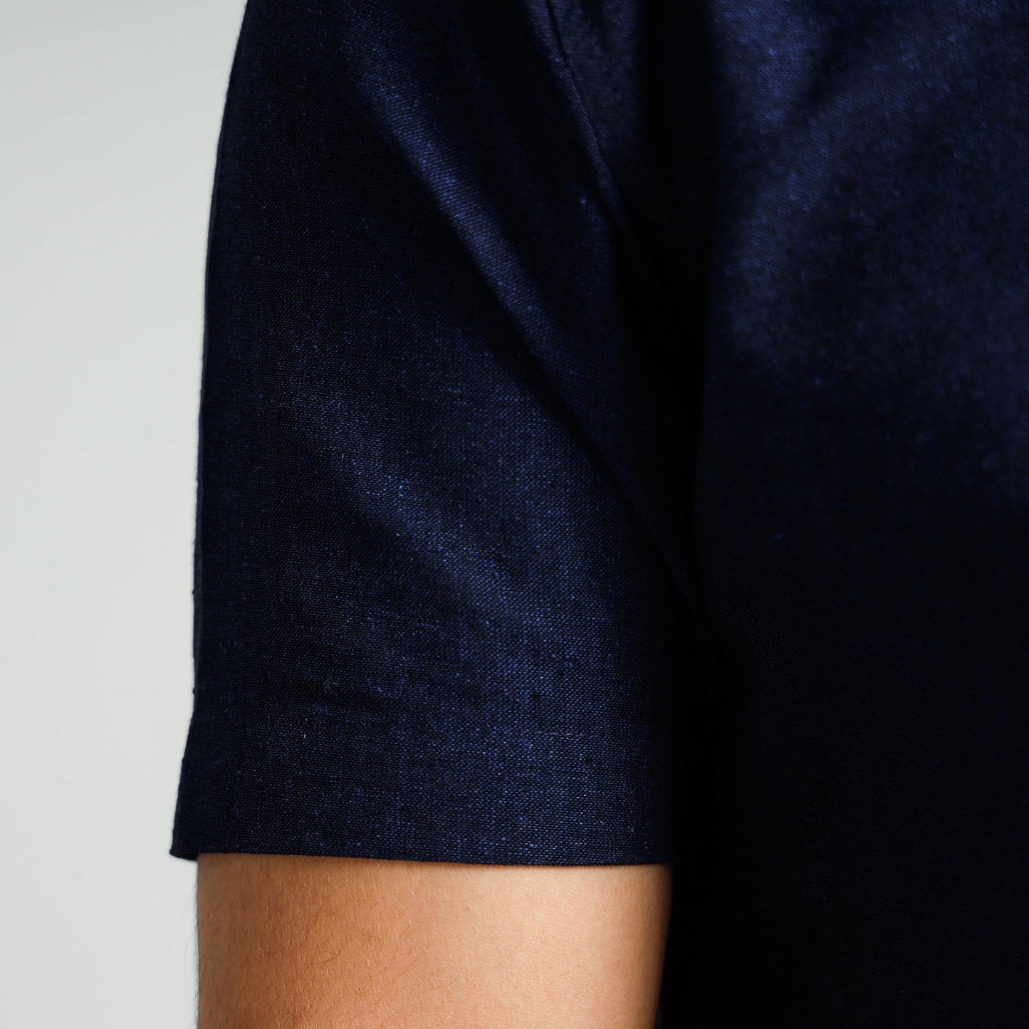 Navy Blue - Plain Handloom Cotton Men Half Sleeve Shirt