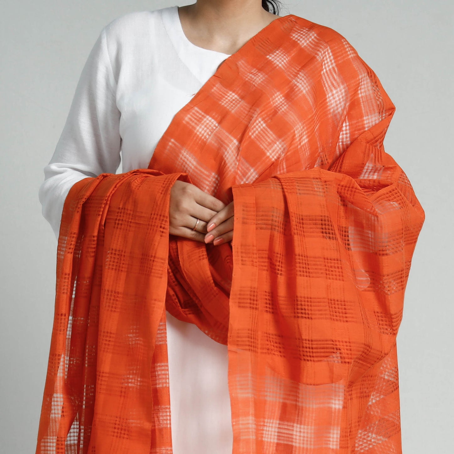 Mangalagiri Cotton Missing Checks Handloom Dupatta