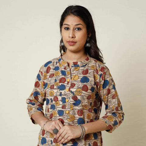  Kalamkari Printed Cotton Long Kurta For Women