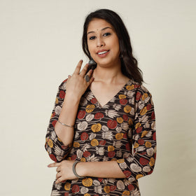  Kalamkari Printed Cotton Long Kurta For Women