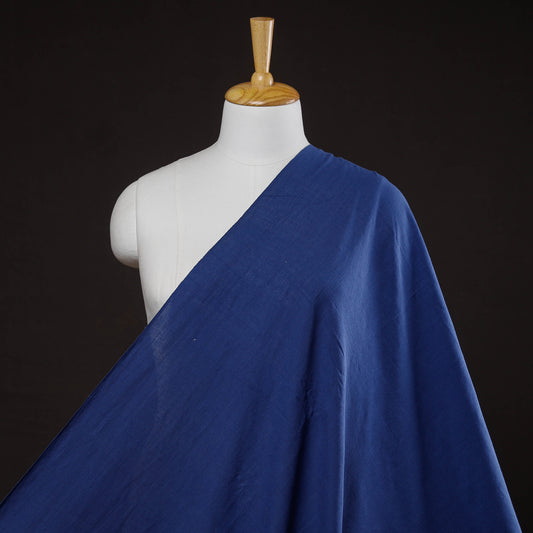 Blue - Baragaon Pre Washed Handloom Plain Cotton Fabric