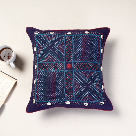 Blue - Lambani Embroidery Cushion Cover (16 x 16 in)