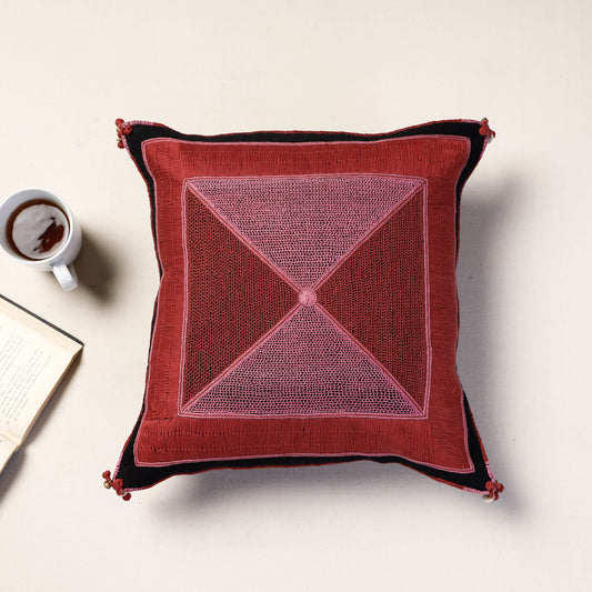 Red - Lambani Embroidery Cushion Cover (16 x 16 in)