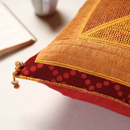Yellow - Lambani Embroidery Cushion Cover (16 x 16 in)