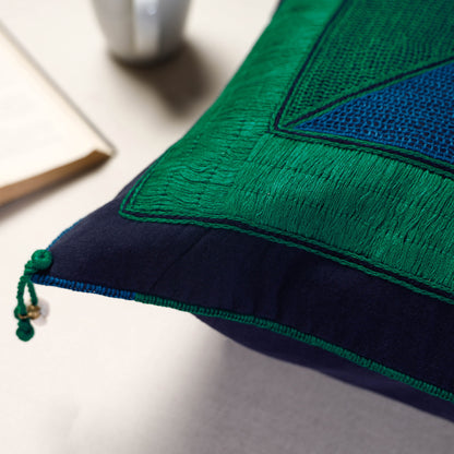 Green - Lambani Embroidery Cushion Cover (16 x 16 in)