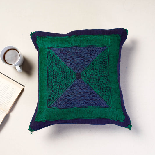 Green - Lambani Embroidery Cushion Cover (16 x 16 in)