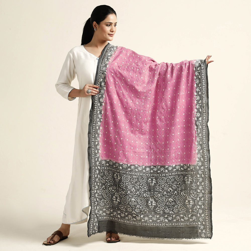 Kantha Embroidery Silk Dupatta 