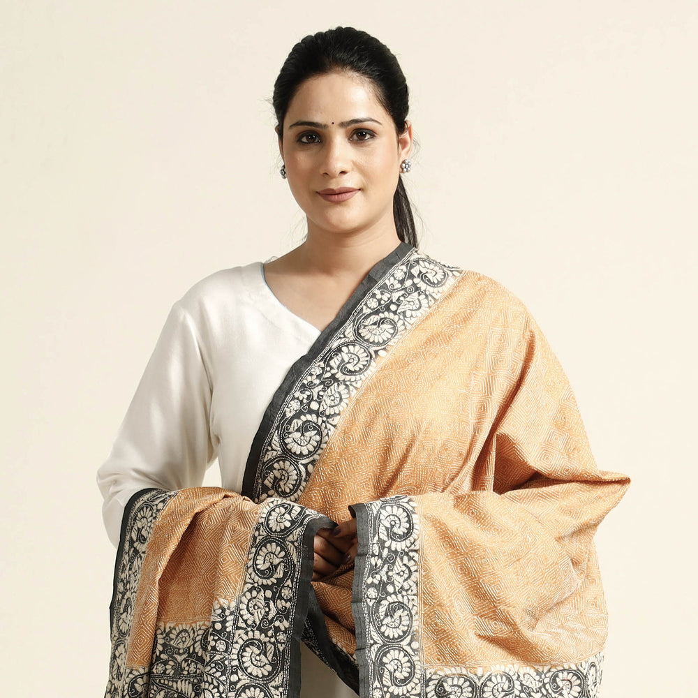 Kantha Embroidery Silk Dupatta