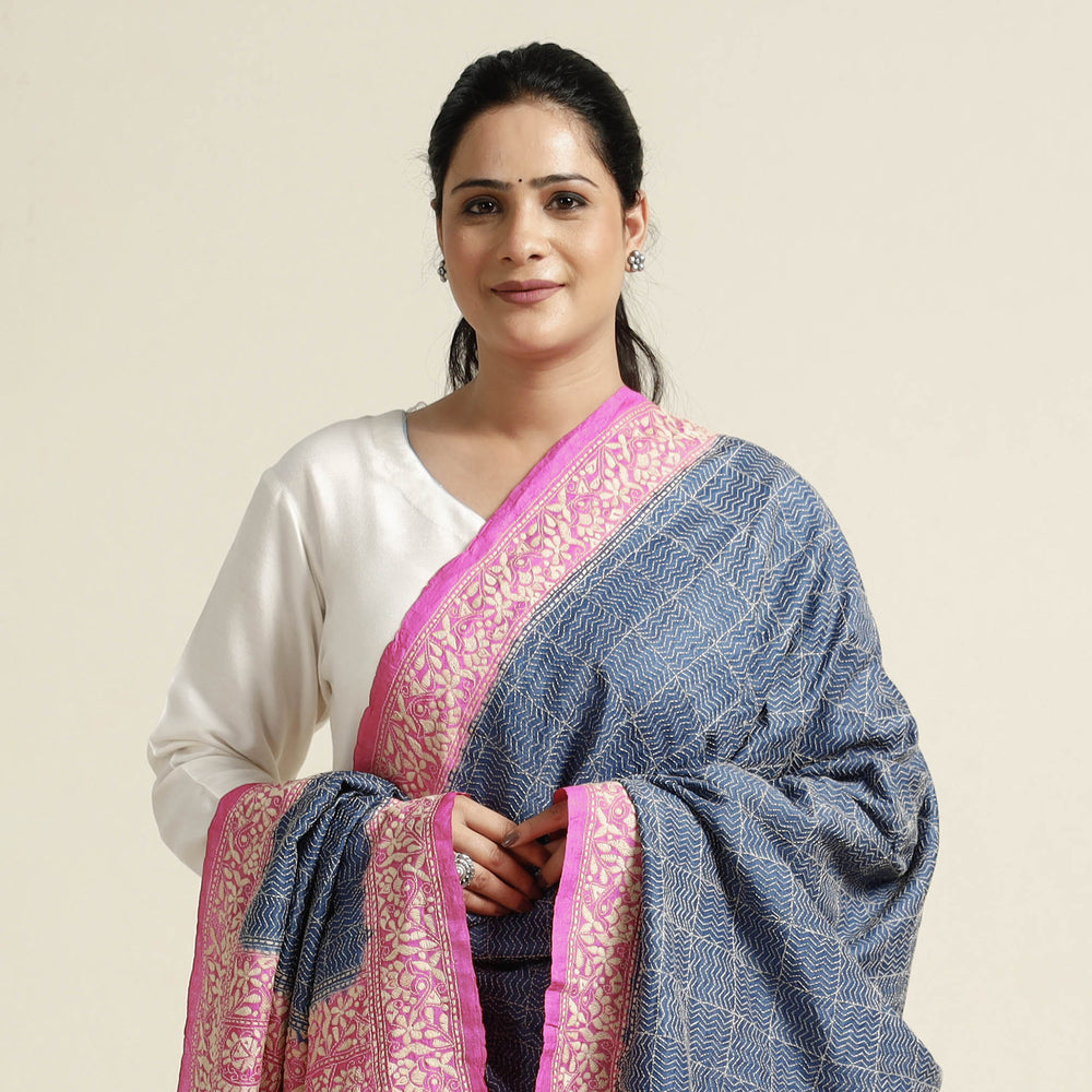 Kantha Embroidery Silk Dupatta