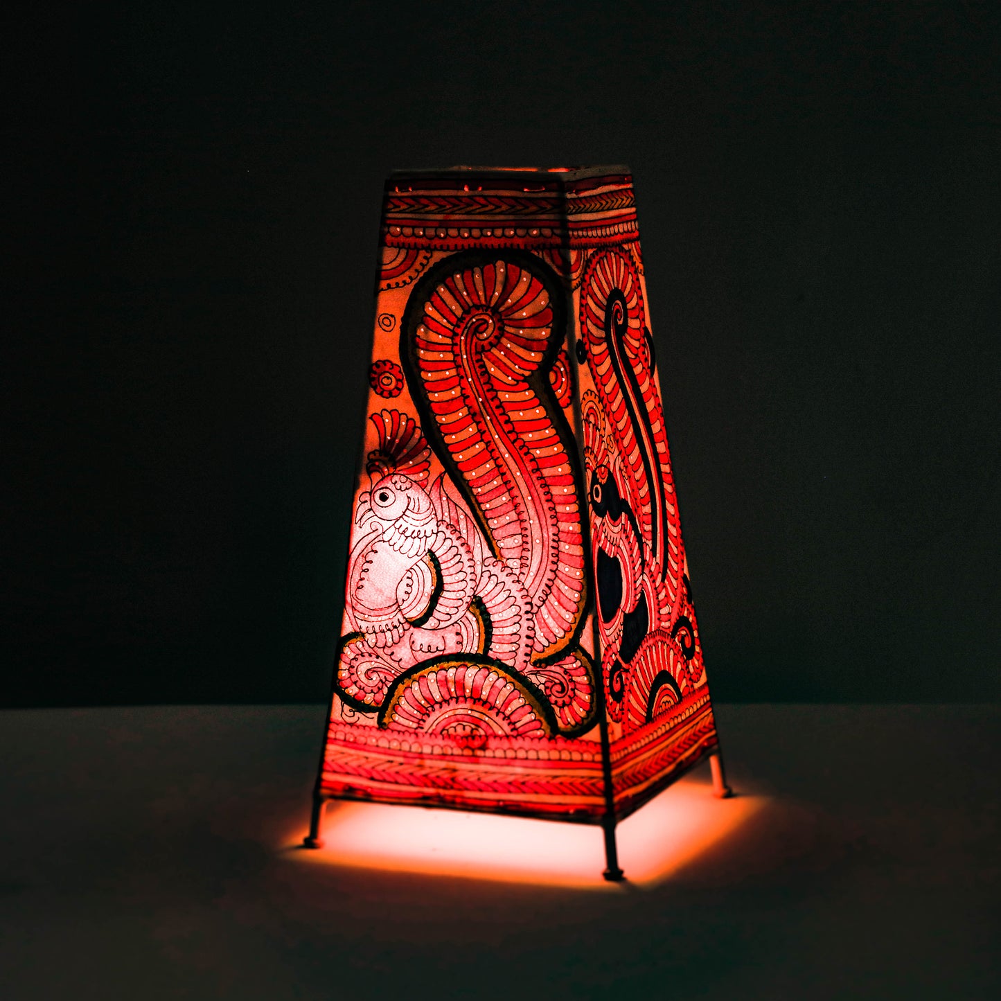 Handpainted Tholu Bommalata Leather Table Lamp (Big)