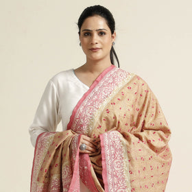  Bengal Kantha Embroidery Tussar Silk Handloom Dupatta 