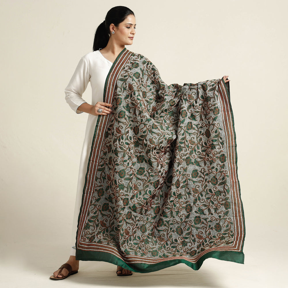 Kantha Embroidery Silk Dupatta