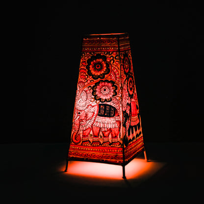 Handpainted Tholu Bommalata Leather Table Lamp (Big)