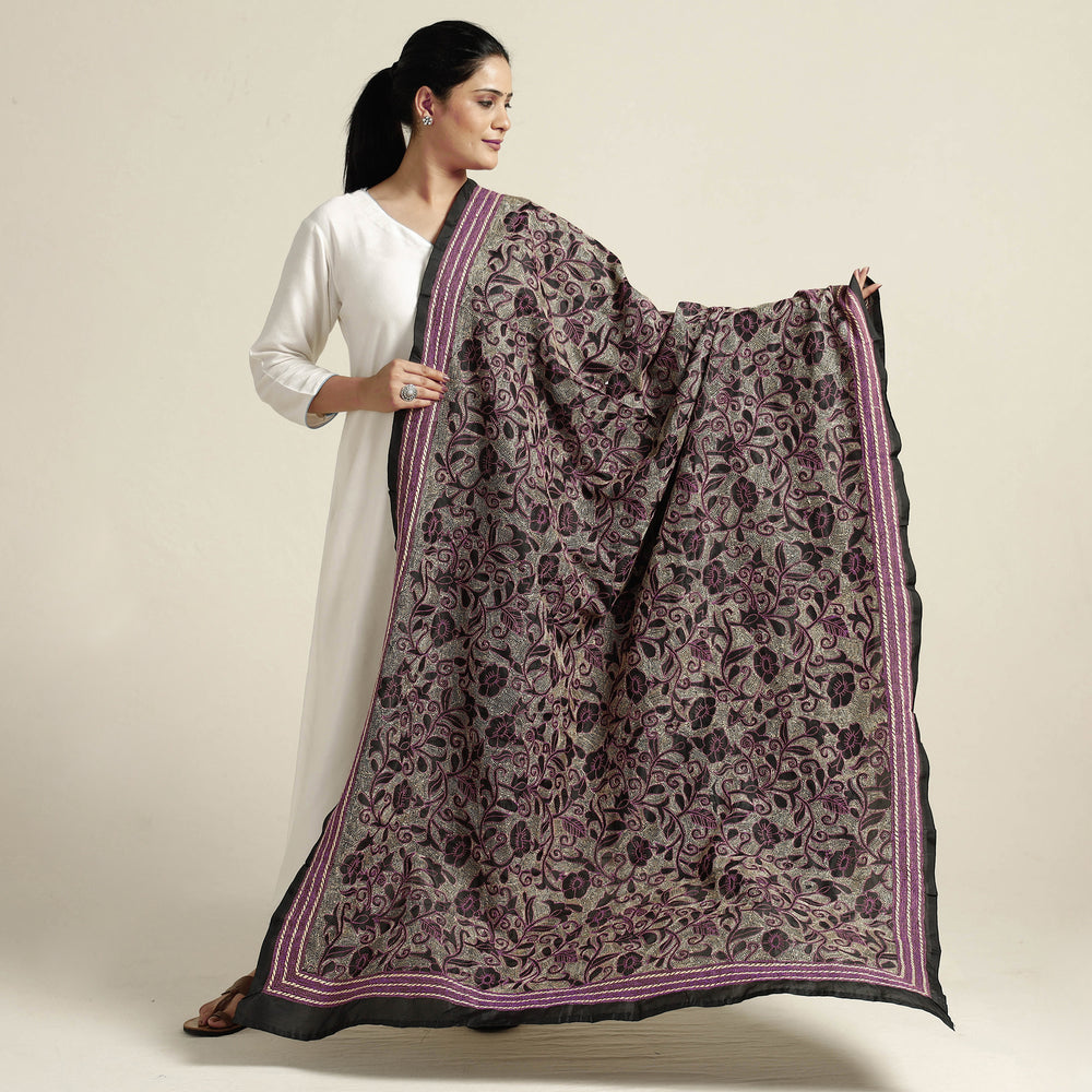 Kantha Embroidery Silk Dupatta