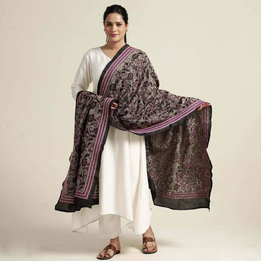 Kantha Embroidery Silk Dupatta