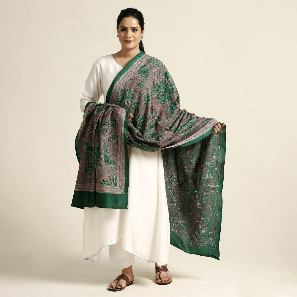 Kantha Embroidery Silk Dupatta