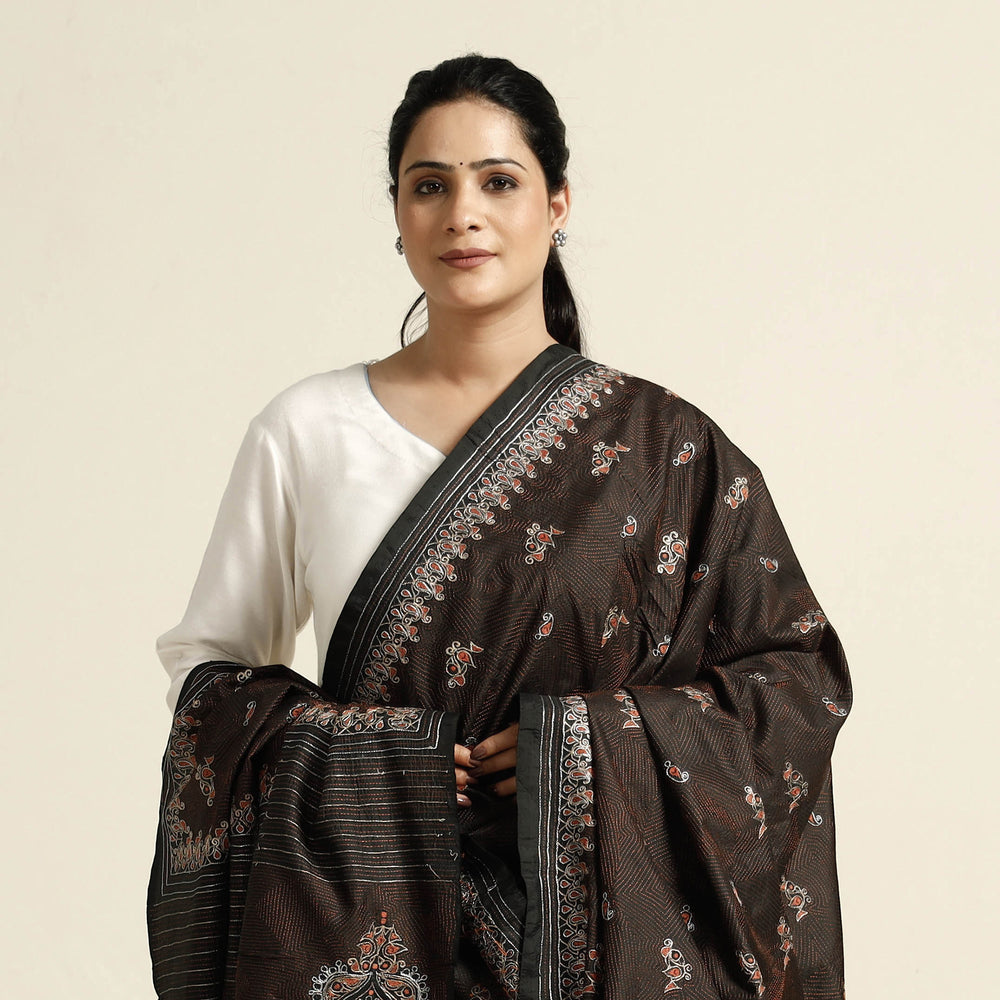 Kantha Embroidery Silk Dupatta