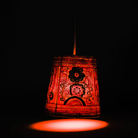  Handpainted Tholu Bommalata Leather Hanging Lamp 
