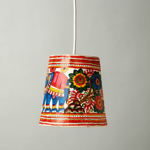  Handpainted Tholu Bommalata Leather Hanging Lamp 