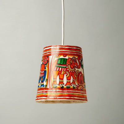 Handpainted Tholu Bommalata Leather Hanging Lamp