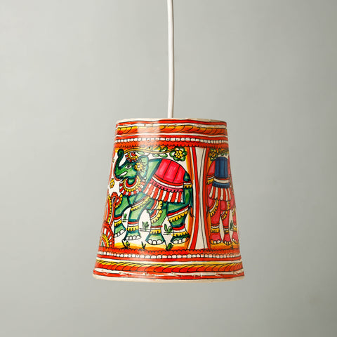  Handpainted Tholu Bommalata Leather Hanging Lamp 
