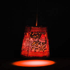  Handpainted Tholu Bommalata Leather Hanging Lamp 