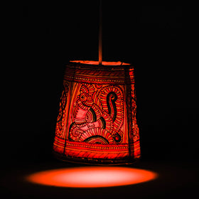 Handpainted Tholu Bommalata Leather Hanging Lamp 