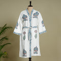 Buy Sanganeri Block Printed Waffle Weave Handwoven Bath Robe Online at iTokri.com