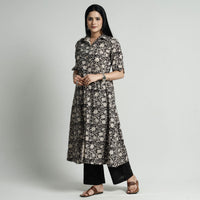 Black - Bagru Block Printed Cotton Kurta with Palazzo Set