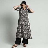 Black - Bagru Block Printed Cotton Kurta with Palazzo Set