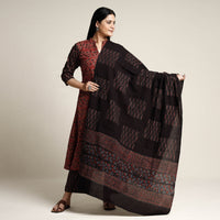 Red - Ajrakh Block Printed Cotton Kurta with Palazzo & Dupatta Set