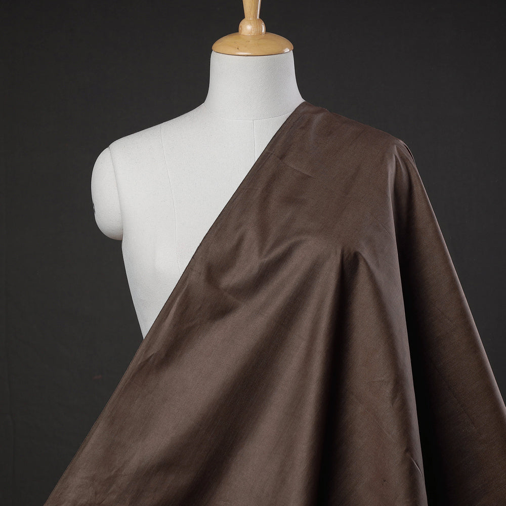 Brown - Handloom Tussar Silk Cotton Fabric from Vidarbha